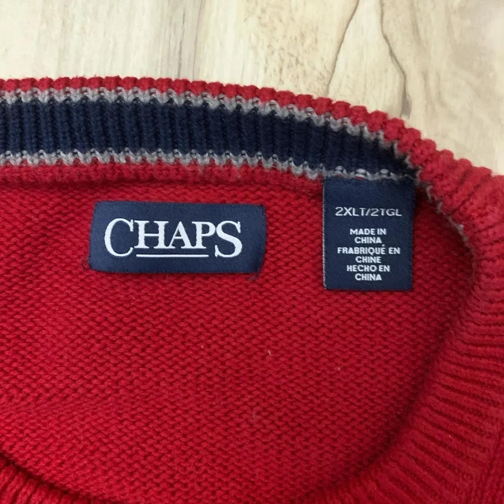Chaps Mens Red Classic Prep Crewneck Sweater XXL Tall 2XLT
